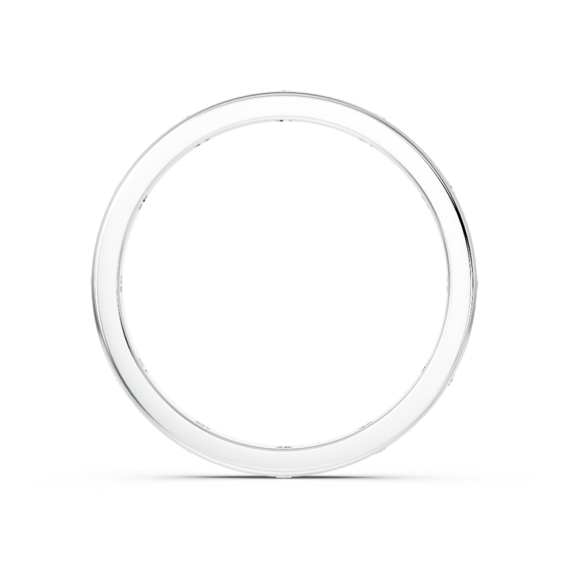 Flush-set diamond wedding ring in white gold, front view