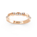 Infinity twist pavé diamond wedding ring in rose gold, front view