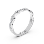 Infinity twist pavé diamond wedding ring in white gold, top view