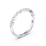Marquise diamond wedding ring in white gold, top view