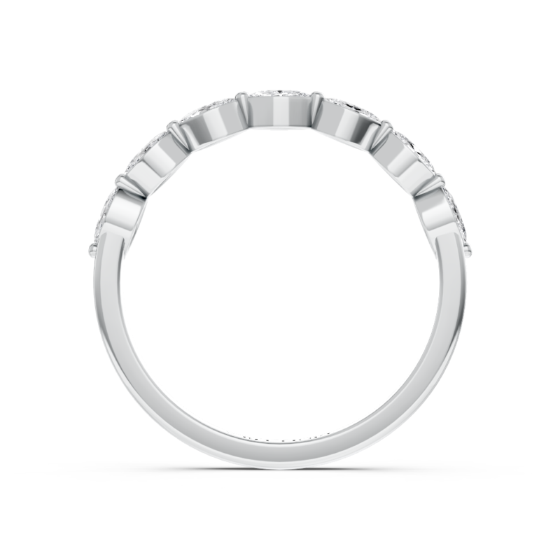 Marquise diamond wedding ring in white gold, side profile