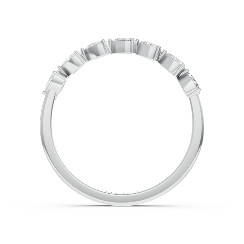 Pear diamond wedding ring in white gold, side profile