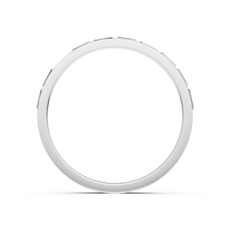 Baguette diamond wedding ring in white gold, side profile