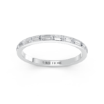Baguette diamond wedding ring in white gold, front view