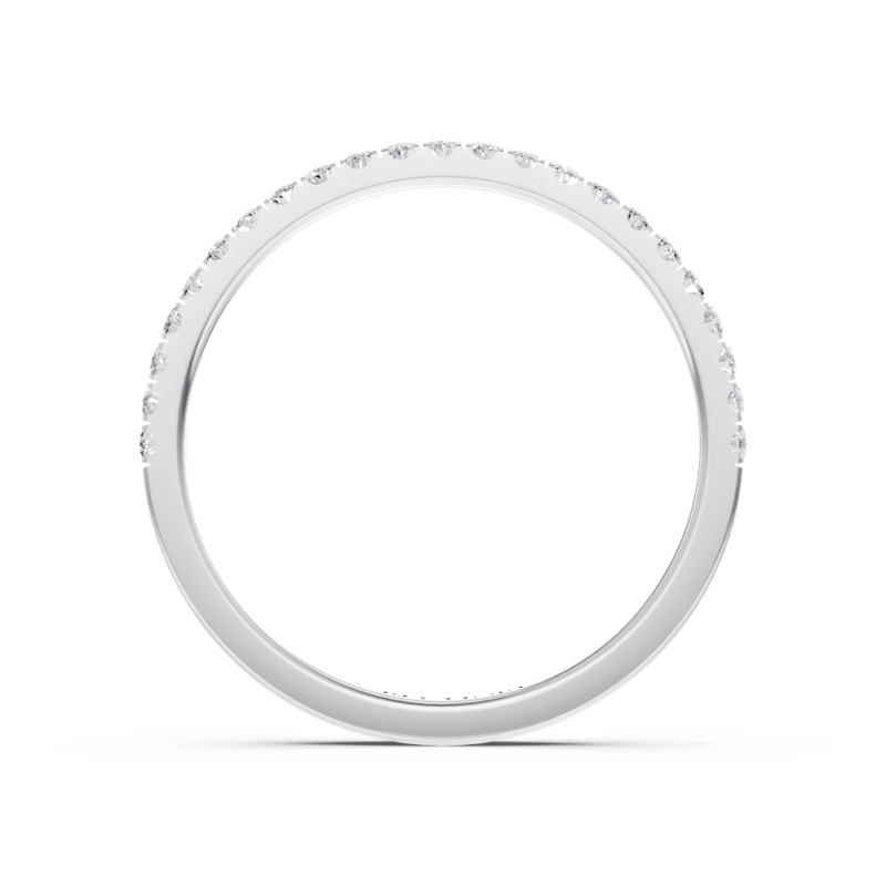 Micro pavé diamond wedding ring in white gold, side profile