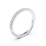 Micro pavé diamond wedding ring in white gold, top view