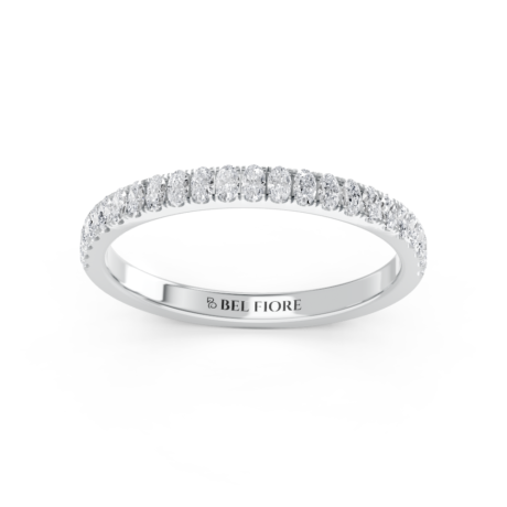 Micro pavé diamond wedding ring in white gold, front view