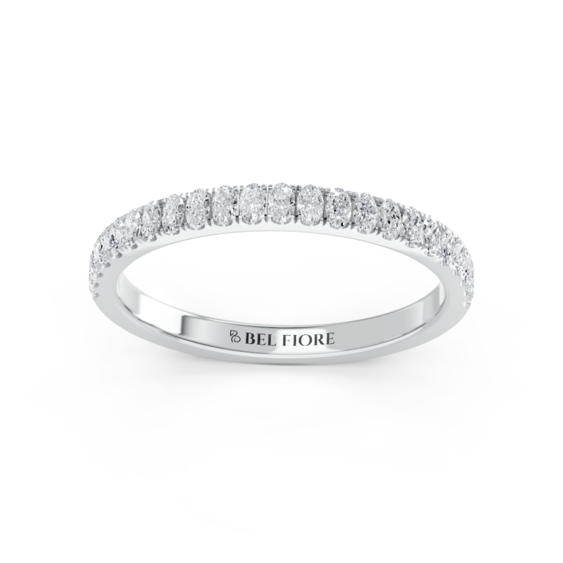 Micro pavé diamond wedding ring in white gold, front view