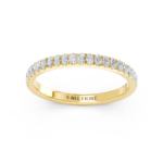 Micro pavé diamond wedding ring in yellow gold, front view