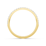Micro pavé diamond wedding ring in yellow gold, side profile