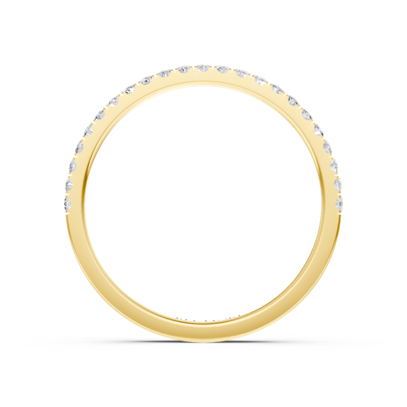 Micro pavé diamond wedding ring in yellow gold, side profile