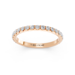 French-set diamond wedding ring in rose gold, front view