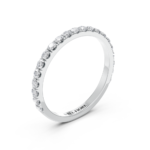 French-set diamond wedding ring in white gold, top view
