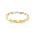 Channel-set diamond wedding ring in yellow gold, front view