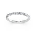 Shared-claw pavé diamond wedding ring in white gold, front view
