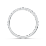Shared-claw pavé diamond wedding ring in white gold, side profile