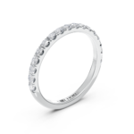 Shared-claw pavé diamond wedding ring in white gold, top view