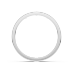 Three diamond plain wedding ring in white gold, side profile