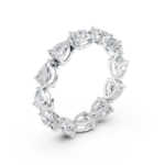 Pear eternity diamond wedding ring in white gold, top view
