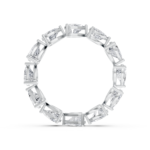 Pear eternity diamond wedding ring in white gold, side profile