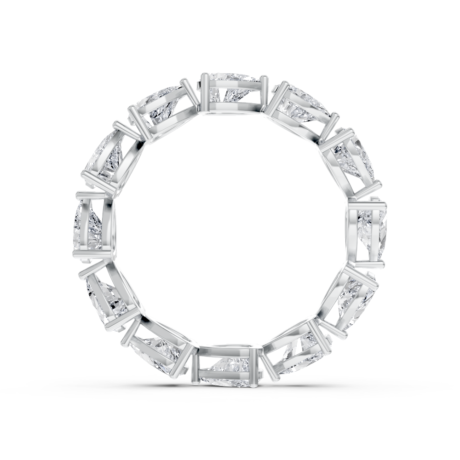 Pear eternity diamond wedding ring in white gold, side profile