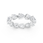 Pear eternity diamond wedding ring in white gold, front view