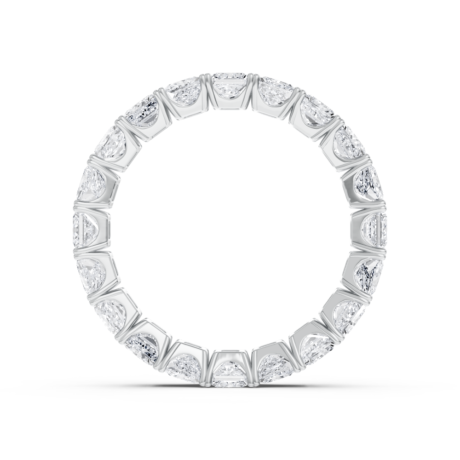 Princess cut eternity diamond wedding ring in white gold, side profile