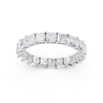 Princess cut eternity diamond wedding ring in white gold, front view