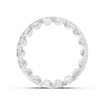 Emerald cut eternity diamond wedding ring in white gold, side profile