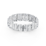 Emerald cut eternity diamond wedding ring in white gold, front view
