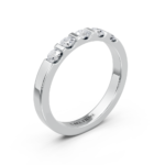 Bar-set diamond wedding ring in white gold, top view