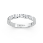 Bar-set diamond wedding ring in white gold, front view