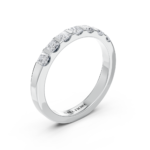 Bar-set princess cut diamond wedding ring in white gold, top view