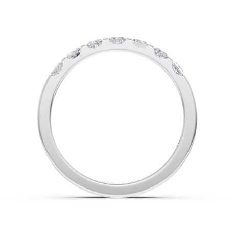 Bar-set princess cut diamond wedding ring in white gold, side profile