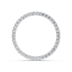 Pavé dome diamond wedding ring in white gold, side profile