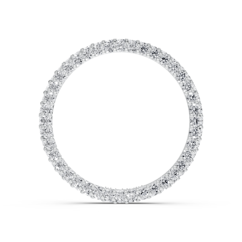 Pavé dome diamond wedding ring in white gold, side profile