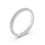 Pavé dome diamond wedding ring in white gold, top view