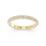 Pavé dome diamond wedding ring in yellow gold, front view